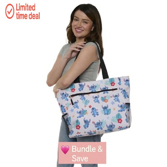 Large Nylon Tote Bag with Zipper Compartments and Mesh Pockets - Picture 5 of 8